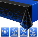 MASHAN 1Pcs Black and Blue Tablecloth Party Decorations,Plastic Black