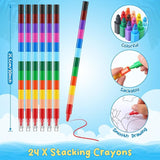 24 Dinosaur Mini Coloring Books Kids with 24 Stacking Crayons Dino