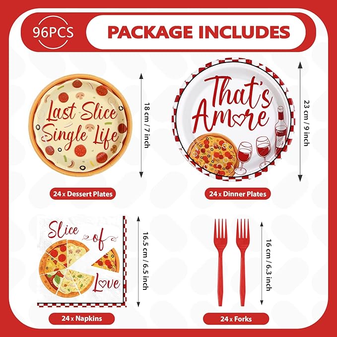 96Pcs Pizza Bridal Shower Decorations Last Slice Of The Single Life