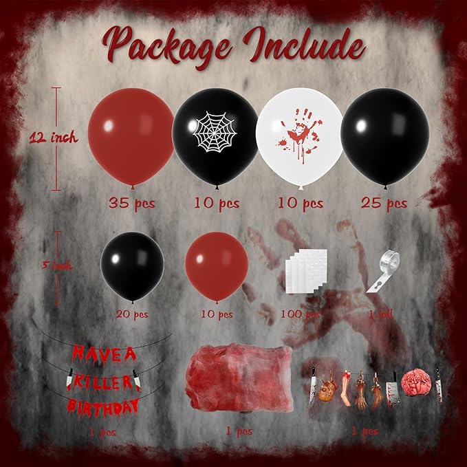 Halloween Balloon Garland with Creepy Cloth & 2 Style Banner Black
