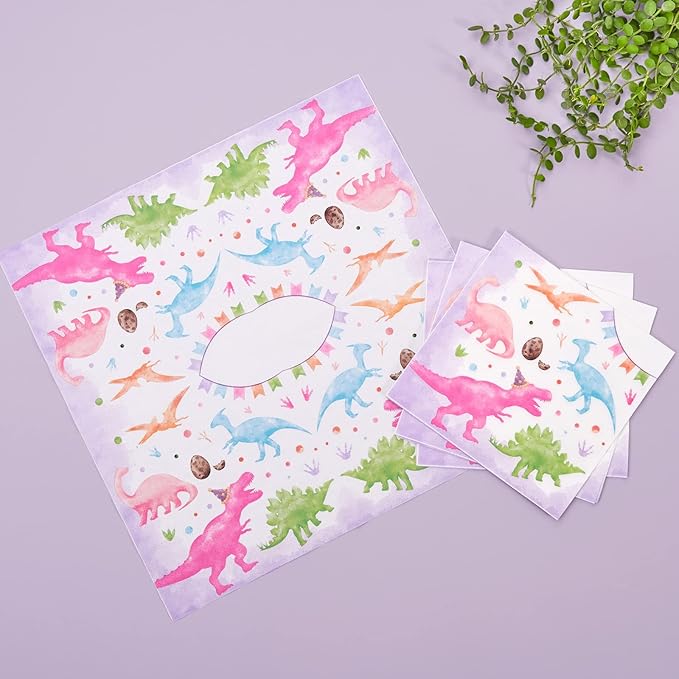 Pink Dinosaur Birthday Decorations 64 PCS Dinosaur Plates Napkins