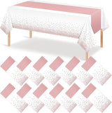 12Pcs White Rose Gold Tablecloth Party Decorations,Plastic White