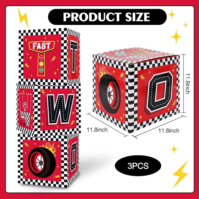 Race Car 2nd Birthday Party Supplies Red Yellow Black Balloon Box