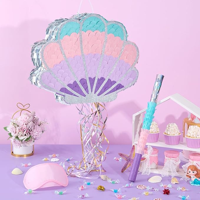 Mermaid Seashell Piñata Pink Shellfish Piñatas for Kids Girls