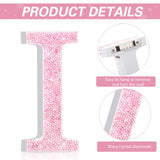 Qunclay Pink Crystal Diamond Letter Wall Decor, Glitter Wooden Bling