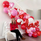 Valentines Day Balloon Arch Kit Pink Red White Balloons Garland Love