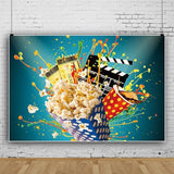 10x5ft Movie Night Party Backdrop for Photo Tickets Popcorn Movie