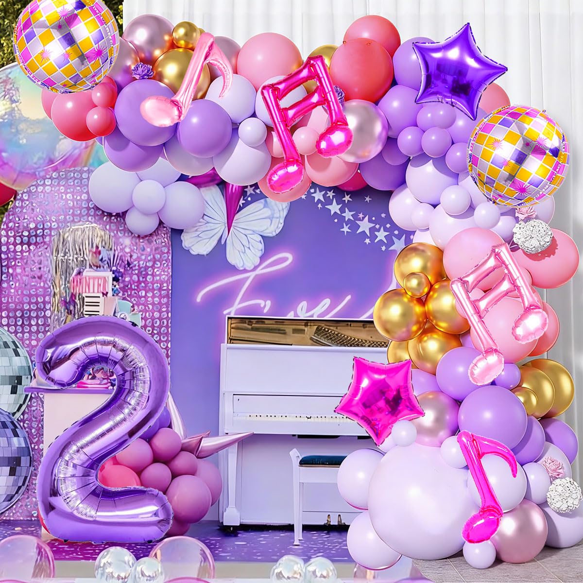 9Pcs Kpop Birthday Decorations - Kpop Music Balloons Hot Pink Mus 2