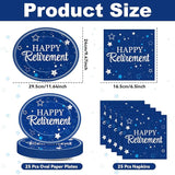 Happy Retirement Party Oval Paper Plates 11inch Blue Silver