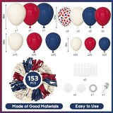 Amandir 153Pcs Red White Blue Balloon Arch Kit, Different Sizes 18 12