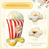 6 PCS Popcorn Balloons Set, 2 Jumbo 3.7 FT Standing Popcorn Bucket