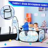 3pc Kids Play Tent for Girls with Ball Pit, Crawl Tunnel, Princess