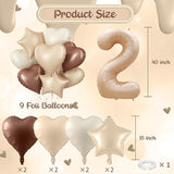 Nude 2 Balloons Set, 40 Inch Retro Apricot Foil Number 2 Balloon Boho