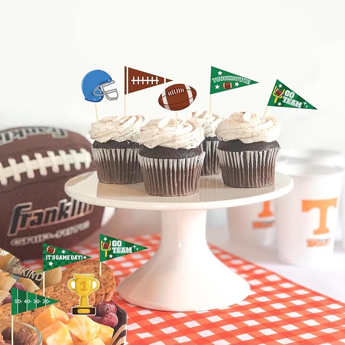 96 Pieces Football Themed Cupcake Toppers Cocktail Toothpicks Fruit