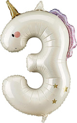 Unicorn Number 3 Balloon PartyDeco 36.5 Inch Holographic Foil 3rd