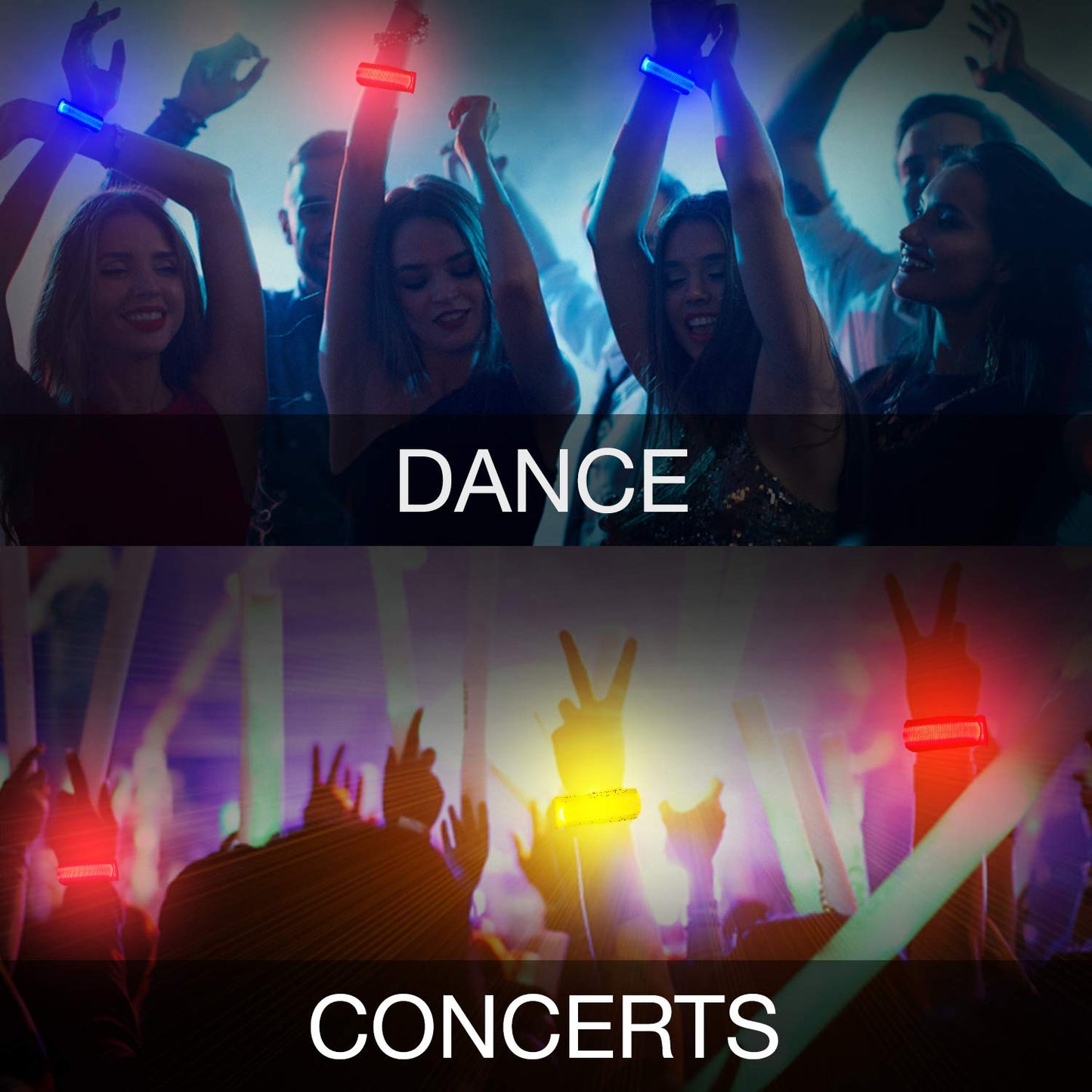 KIRALUMI 8 PCS LED Glow Bracelets, Light Up Wristbands - Halloween