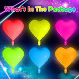 Vertintong 12 Pcs Heart Glow in The Dark Neon Balloons Foil Birthday