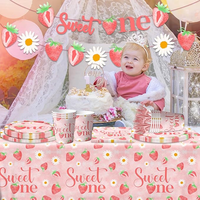 Strawberry 1st Birthday Party Decorations for Girls Sweet One 1st
