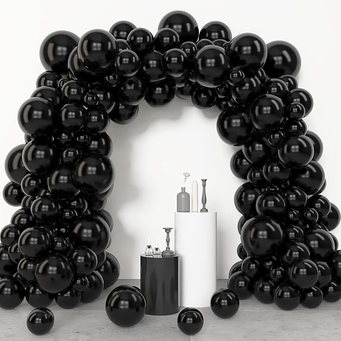 Amandir 153 Pcs Black Balloons Arch Garland Kit, Different Sizes 18