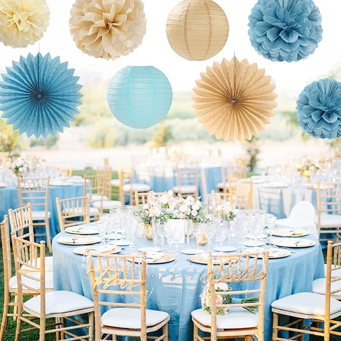 Light Dusty Blue Beige Champagne Bridal Shower Party Decorations