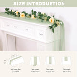 Snowkingdom Sage Green Table Runner, 10 FT Sheer Tulle Cheesecloth