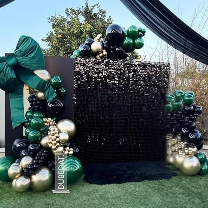 Emerald Green Black Gold Balloon Garland 144Pcs Forest Dark Green