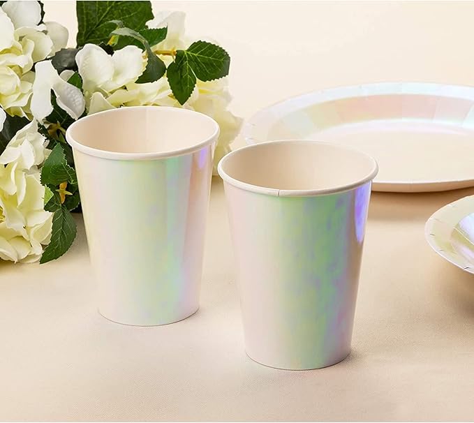 Mermaid Cups 36 Count 12 Oz Iridescent Foil Paper Cups Compostable