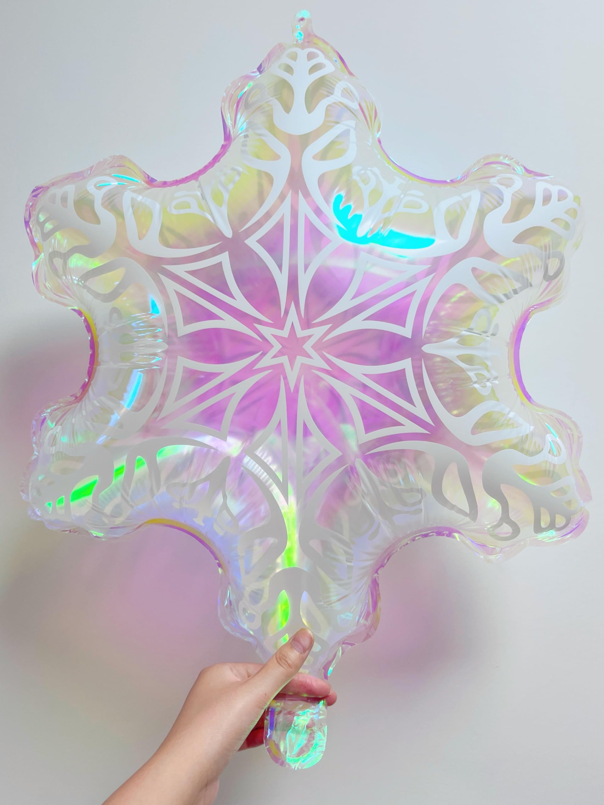 5Pcs Iridescent Snowflakes Balloons for Christmas/23 Inch Snowflakes