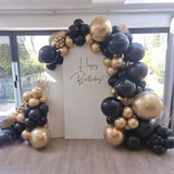 Black and Gold Balloons Garland Arch Kit, 134pcs Black and Metallic