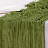 10pcs Moss Green Valentine's Day Cheesecloth Table Runner Boho