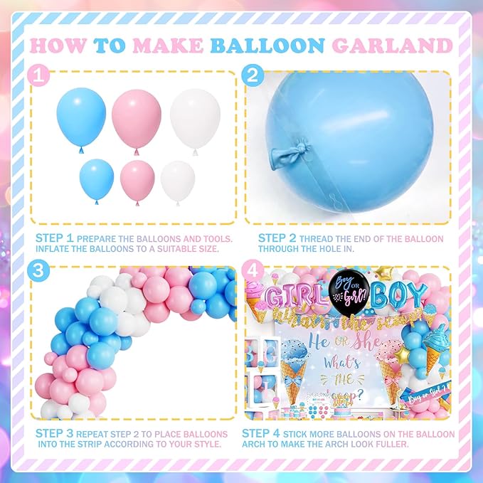 172 PCs Whats The Scoop Gender Reveal Decorations Hombae Boy or Girl