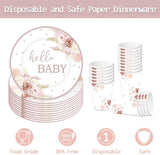 120PCS Boho Baby Shower Party Plates and Napkins Cups Hello Baby