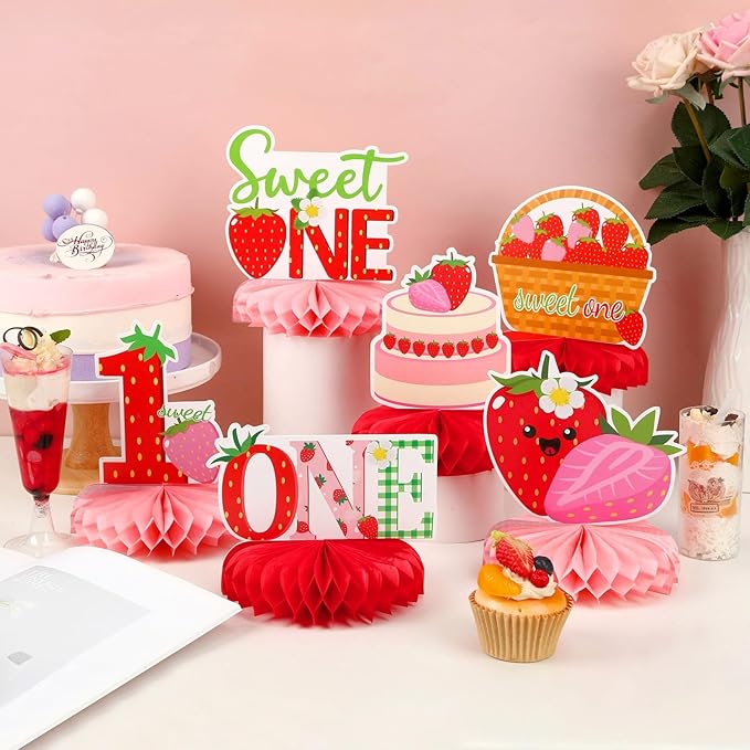 10 PCS Berry First Birthday Decor, Strawberry Theme 1st Birthday