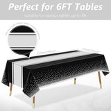 Black and Silver Tablecloth Party Decorations 12 Pack, Disposable