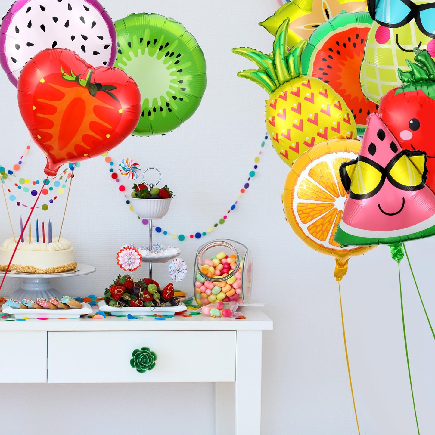 28 Pcs Summer Fruit Foil Aluminum Helium Balloons for Tutti Fruit