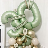 Sage Green 1 Balloons, 40 Inch Giant Olive Green Helium Foil Number