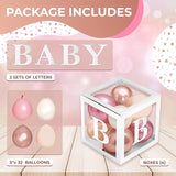 Baby Shower Boxes with Letters White Boxes with Rose Gold Dusty Pink