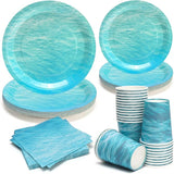 96Pcs Ocean Waves Plates Party Supplies Under the Sea Paper Plates