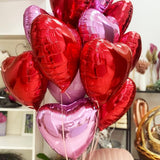 Hot Pink Foil Heart Balloons, 12 Pcs 18 Inch Mylar Heart Shaped Pink