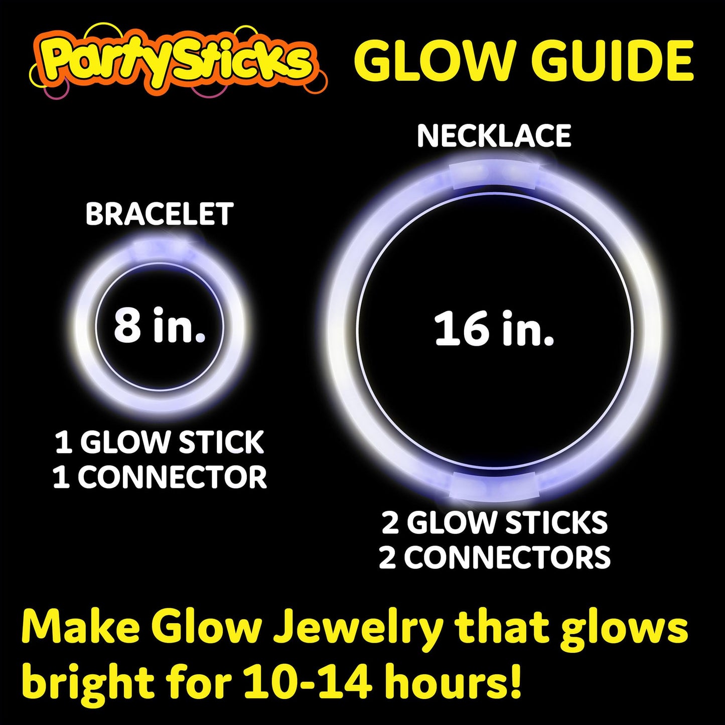 PartySticks White Glow Sticks - 100pk, 8 Glow In The Dark Light Up