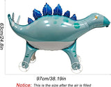 Self Standing Large Blue Dinosaur Animal Balloon With Wheels Walking