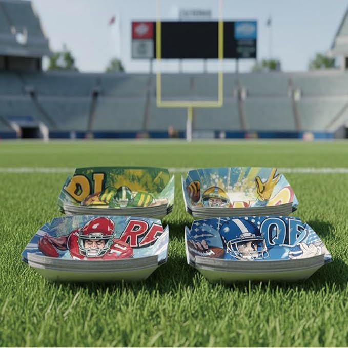 60 PCS Football Party Supplies Paper Food Trays Comic Style Football