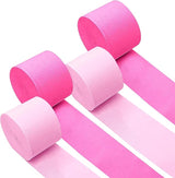 Captain Décor 4 Hot Pink Streamers, 328ft Crepe Paper Streamers Rolls