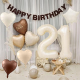 Cream 21st Birthday Balloons for Her, Large Beige Sand White Neutral