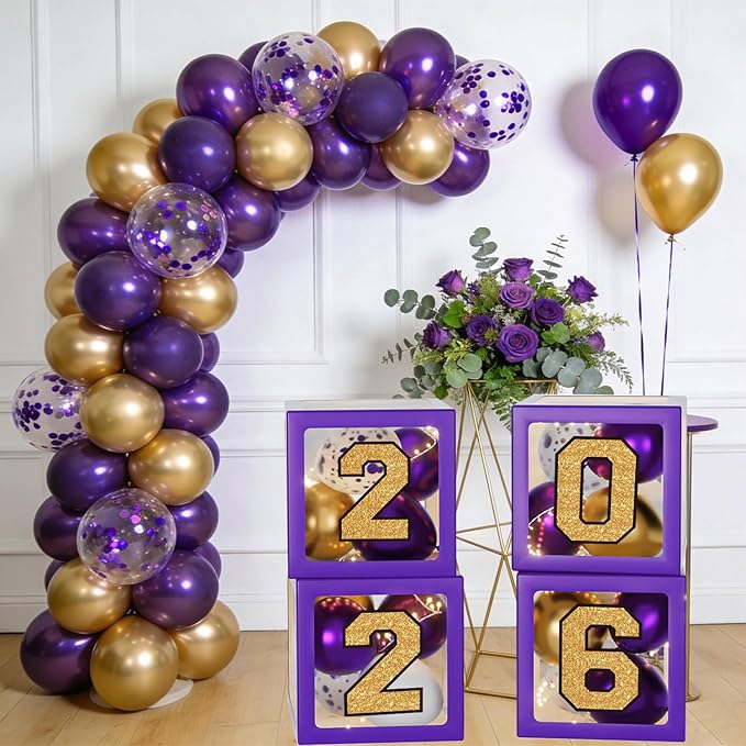 Purple and Gold Graduation Decorations 2026, Graduation Decorations