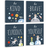 CHDITB Frame Outer Space Art Print, Boys Planet Theme Canvas Posters,