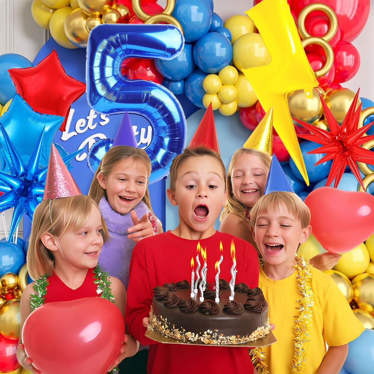 Cartoon Hedgehog Birthday Decorations, Blue 5 Balloon Number 40 inch