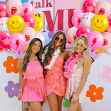 AellasNervalt 50Pcs Preppy Y2k Hot Pink Party Balloons Smile Face