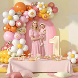 Daisy Balloon Garland Arch Kit,Retro Orange Yellow Pink Boho Balloon
