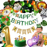 Safari 1st Birthday Decorations for Boy Wild One Backdorp Happy